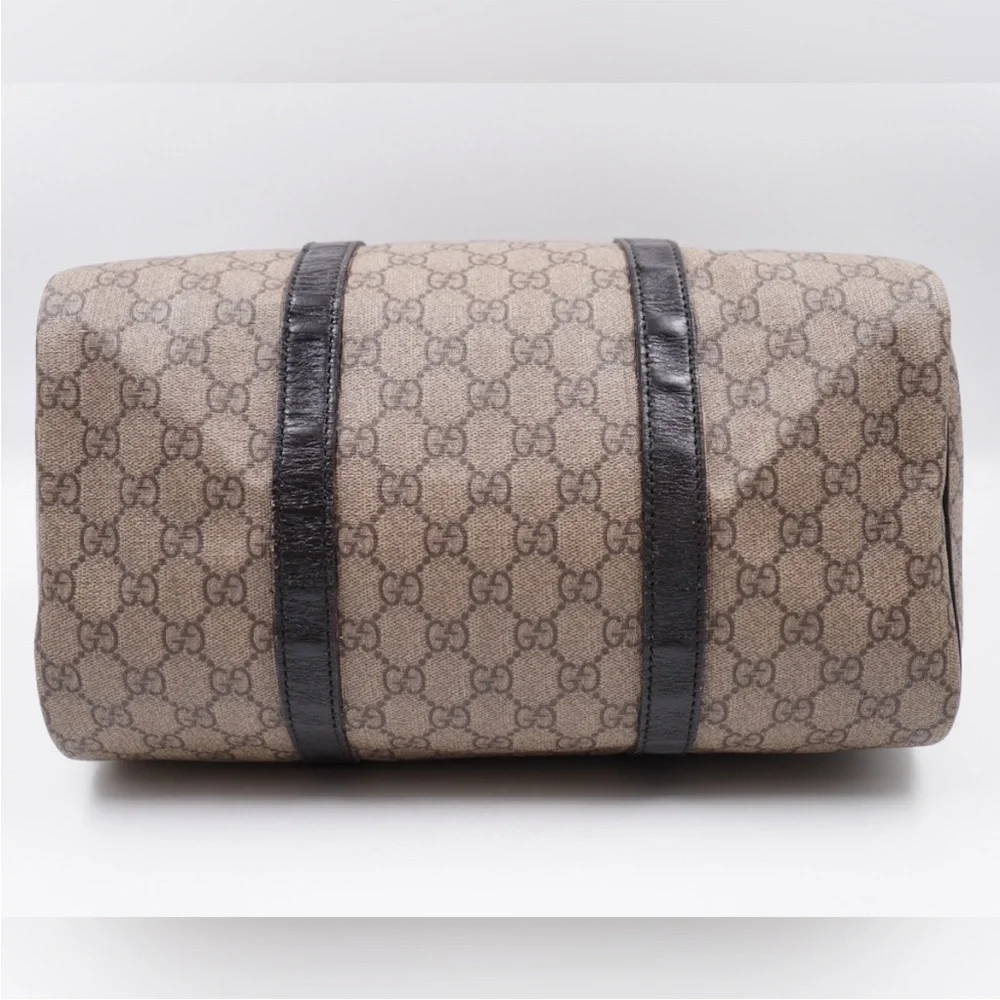 Gucci- Authentic 🍀 GG Joy Monogram Tan and Black Large Boston Bag - Picture 12 of 15